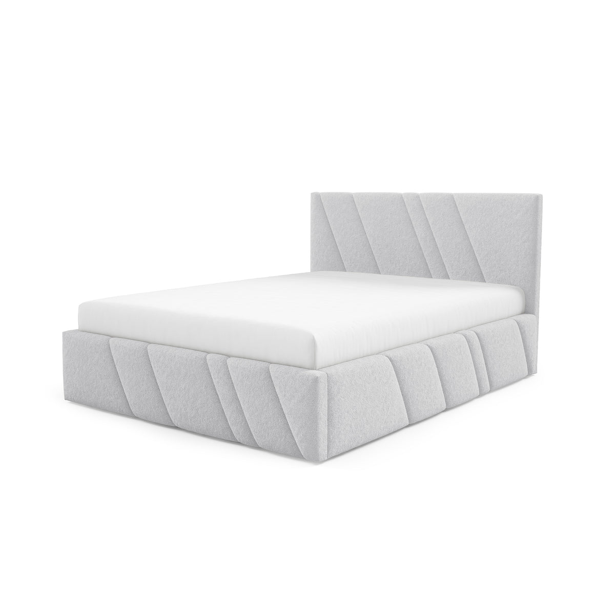 Raiz Quilted Upholstered Ottoman Bed with Storage, Various Sizes in Modern Style, Lambi Fabric – Ash Glow (LAMBI 11)