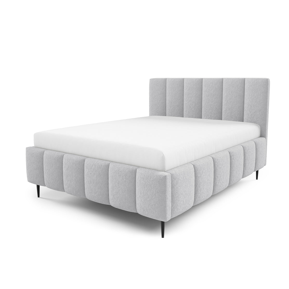Nerom Quilted Upholstered Ottoman Bed with Bedding Storage, Various Sizes in Elegant Style, Lambi Fabric – Ash Glow (LAMBI 11)