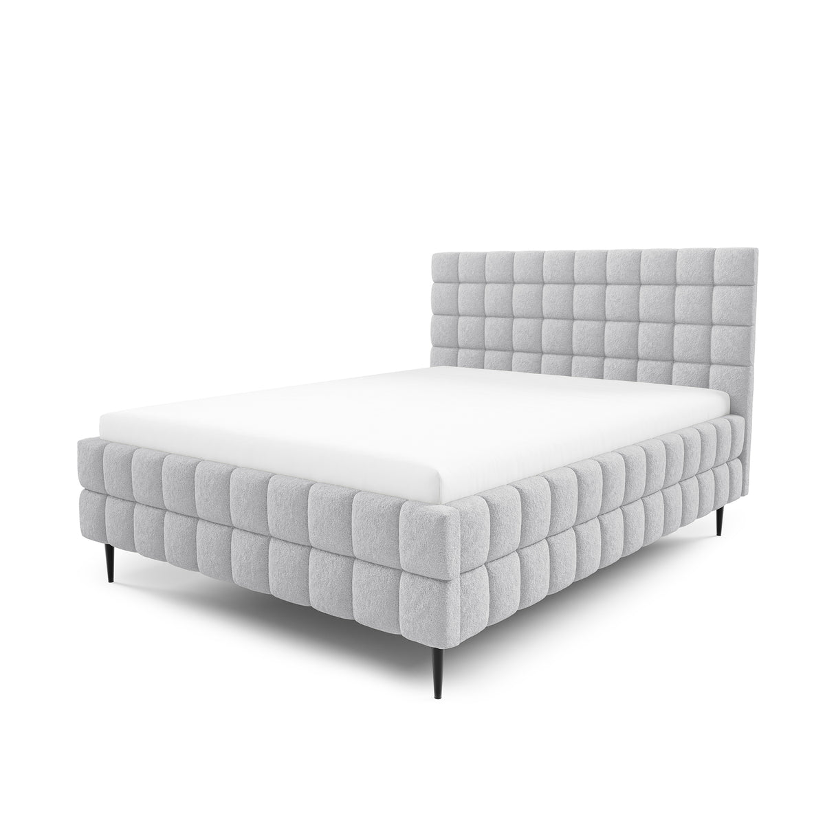 Stratus Upholstered Ottoman Bed with Storage, Various Sizes in Modern Style, Lambi Fabric – Ash Glow (LAMBI 11)
