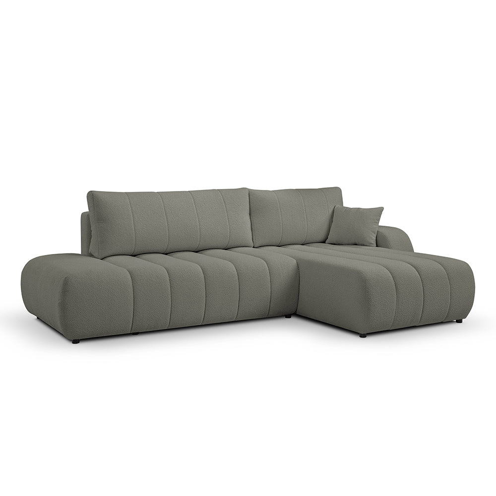 Baloa Corner Sofa Bed DL 276 cm, Modern Style – Right-sided, Pearl Gray (LAMBI 12)