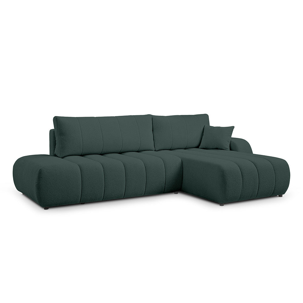 Baloa Corner Sofa Bed DL 276 cm, Modern Style – Right-sided, Forest Olive (LAMBI 15)