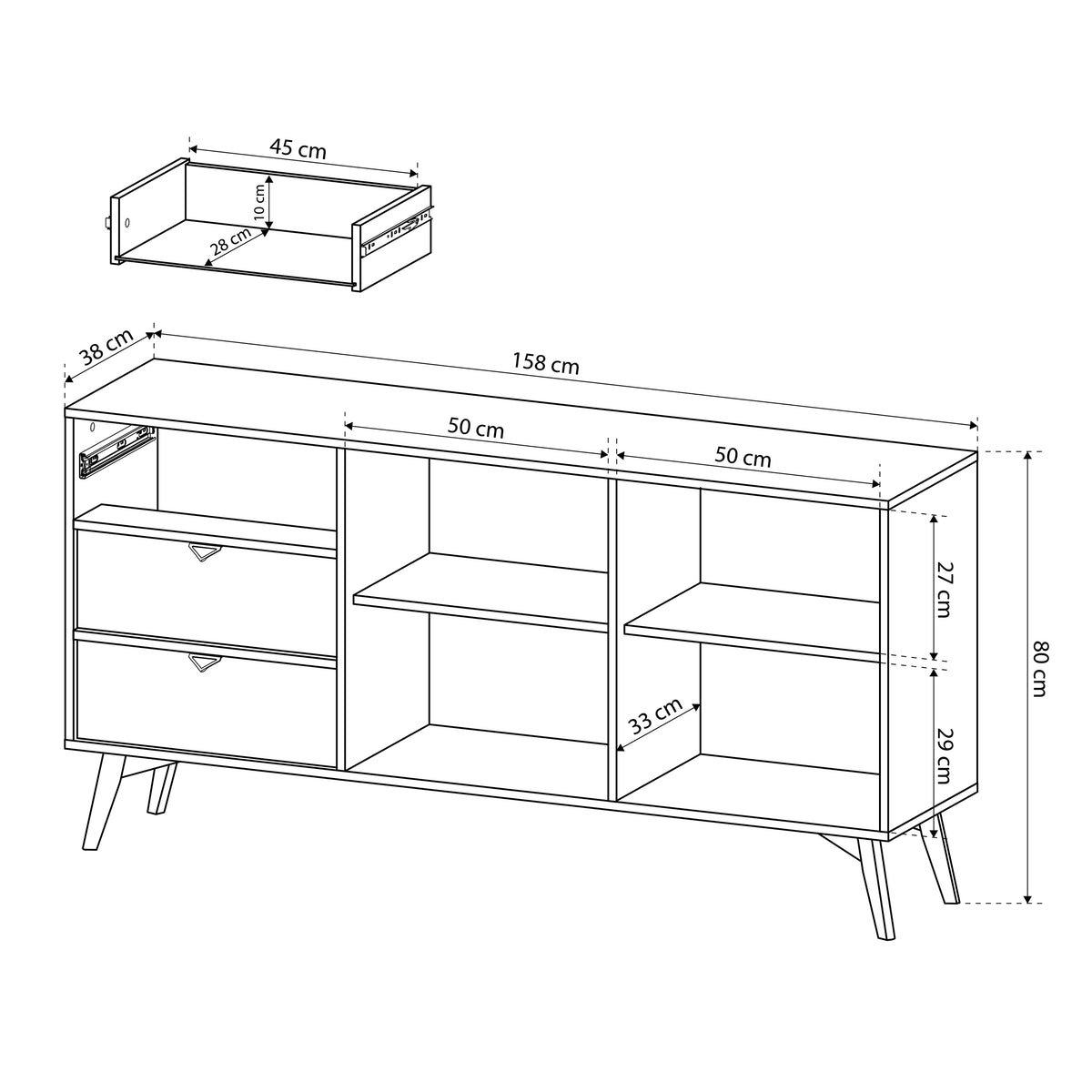 Mandala Sideboard 158x80 with Drawers and Cabinets, Japandi Style – photo 7