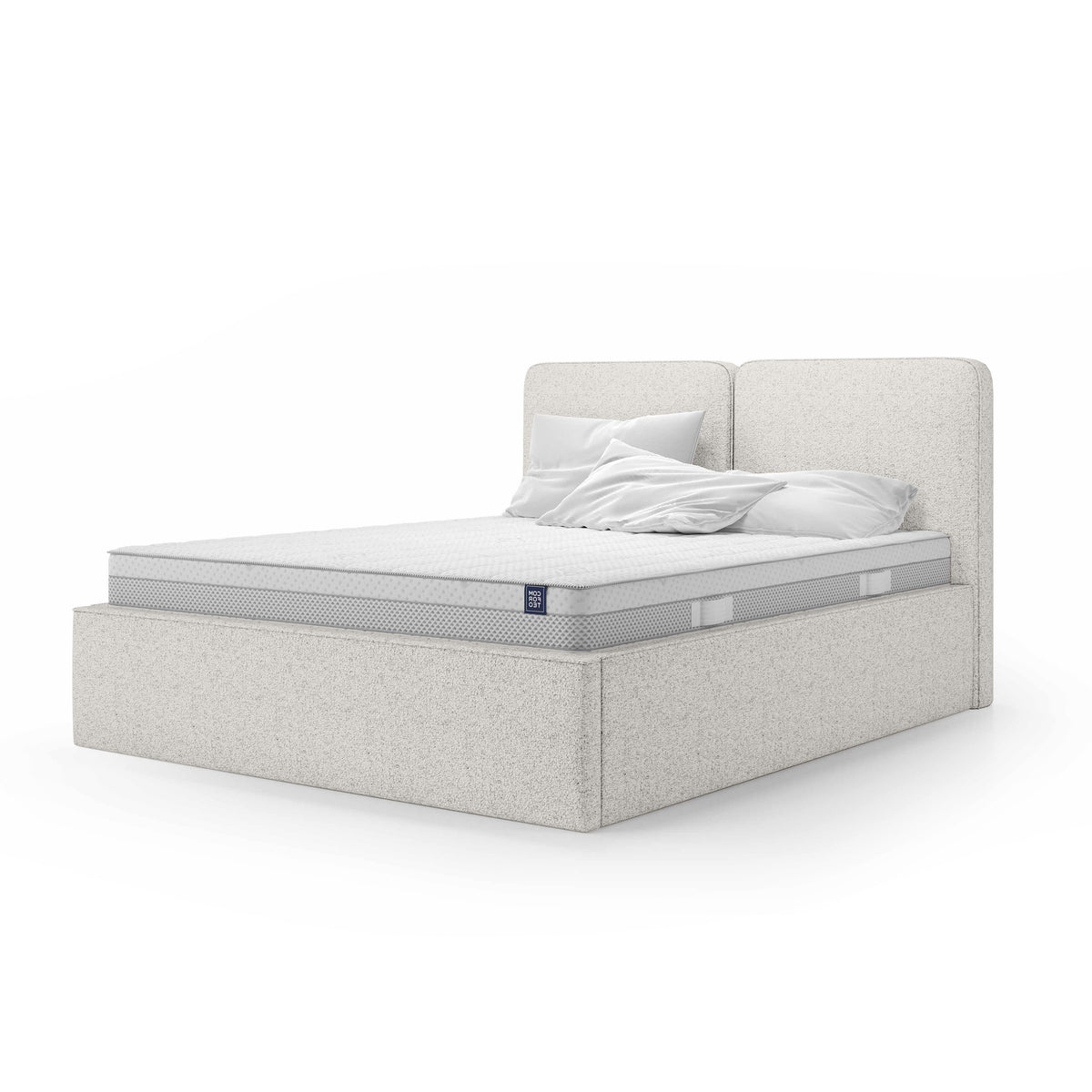 Mokka Upholstered Ottoman Bed with Storage, Modern Style – Cream Taupe (ARAGON 03), 160 200