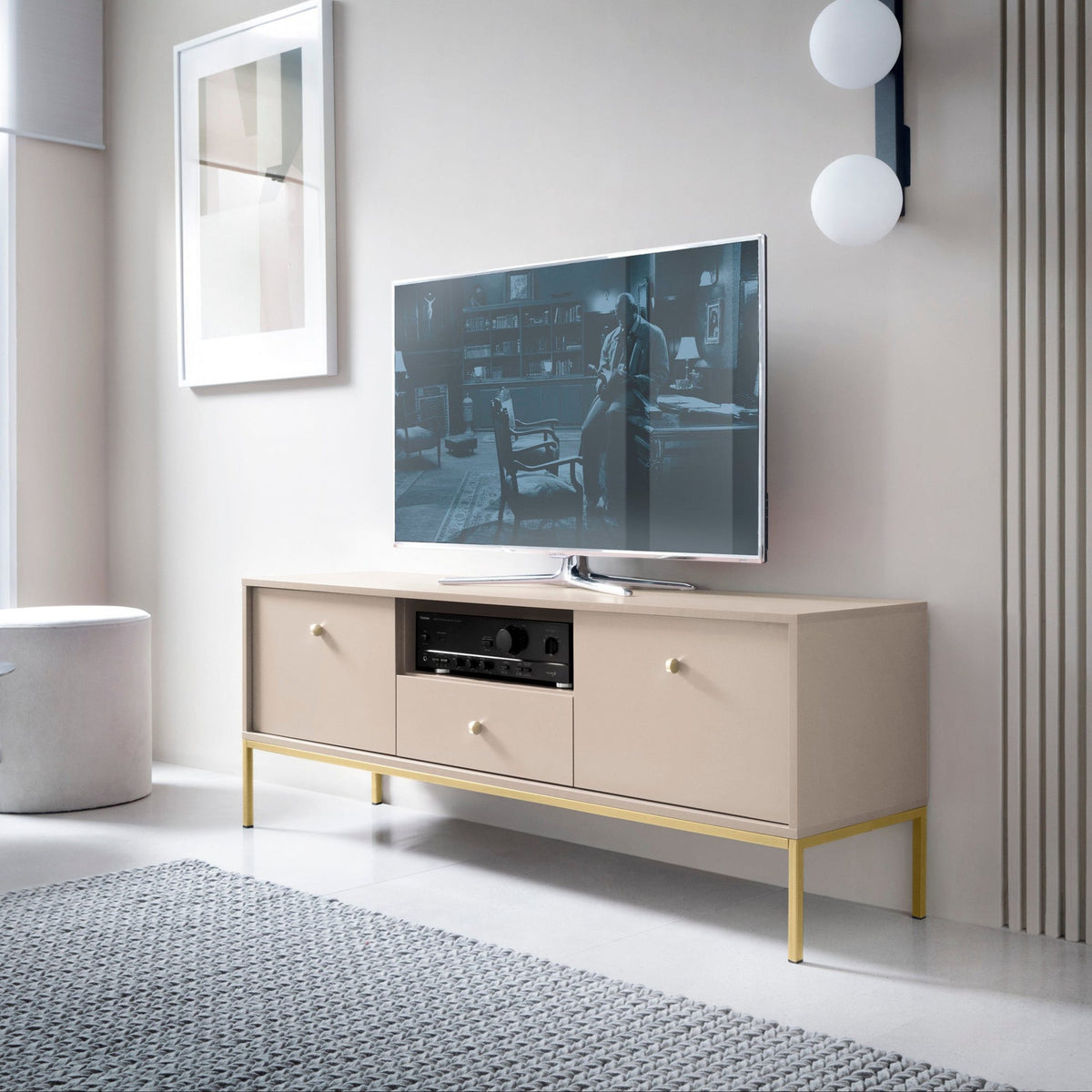 Kviat TV Unit / TV Stand 154x57, Vintage Style – in a room setting
