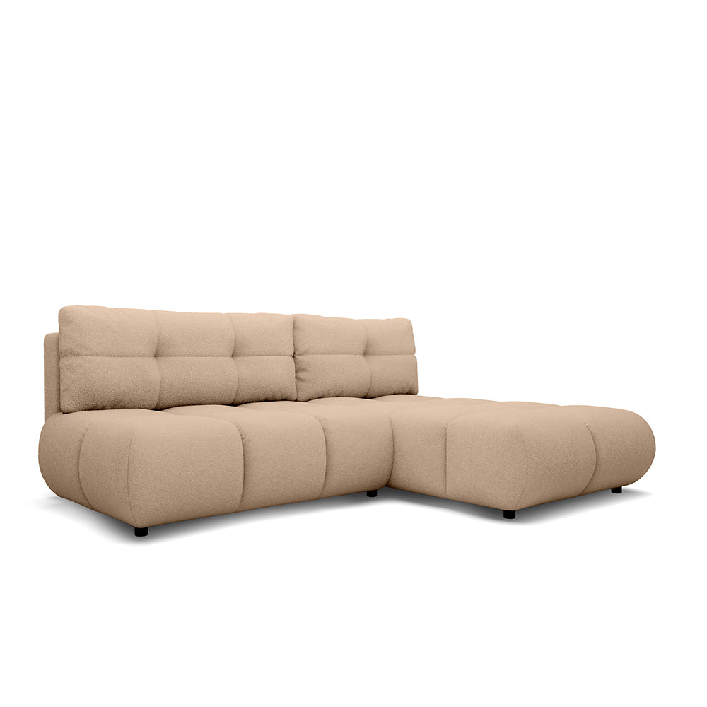 Milorya Corner Sofa Bed DL 230 cm, Modern Style – Right-sided, Walnut Fluff (NOW OR NEVER 14)