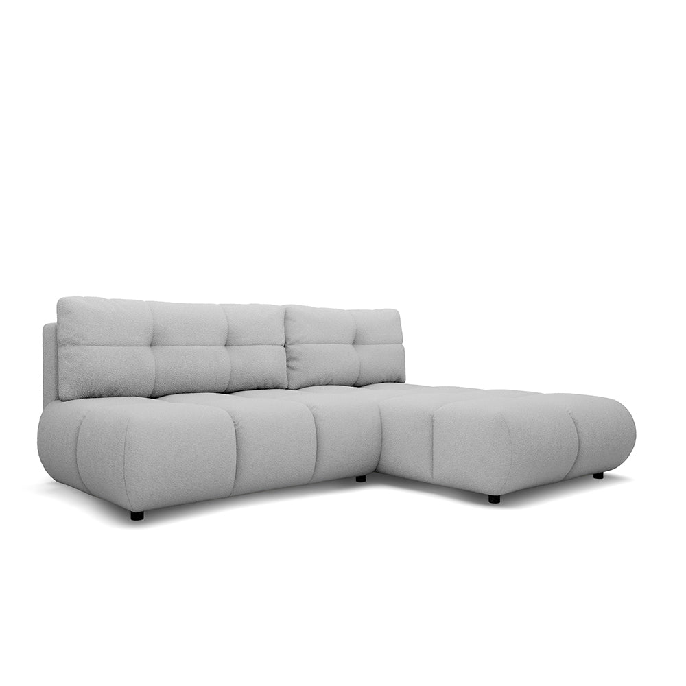 Milorya Corner Sofa Bed DL 230 cm, Modern Style – Right-sided, Silvery Ash (NOW OR NEVER 83)