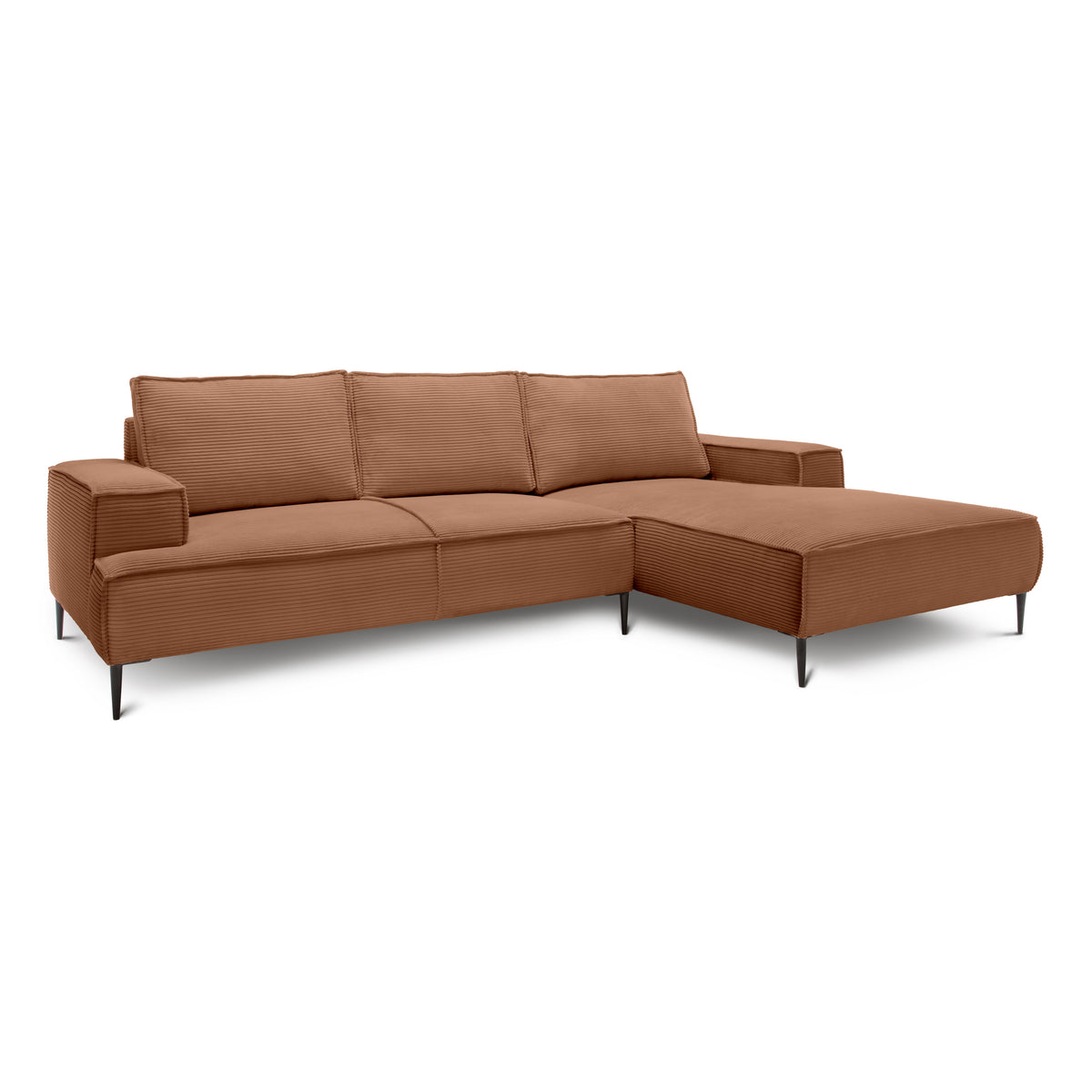 May 3 Seater Corner Sofa 275 cm, Modern Classic Style – Cinnamon (POSO 41), Right-handed