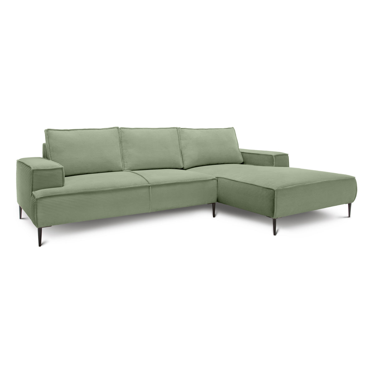 May 3 Seater Corner Sofa 275 cm, Modern Classic Style – Gray-Green (POSO 47), Right-handed