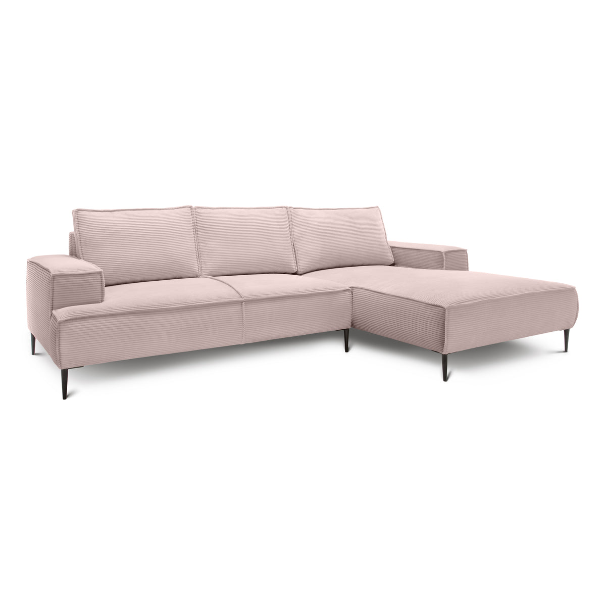 May 3 Seater Corner Sofa 275 cm, Modern Classic Style – Dusty Pink (POSO 52), Right-handed