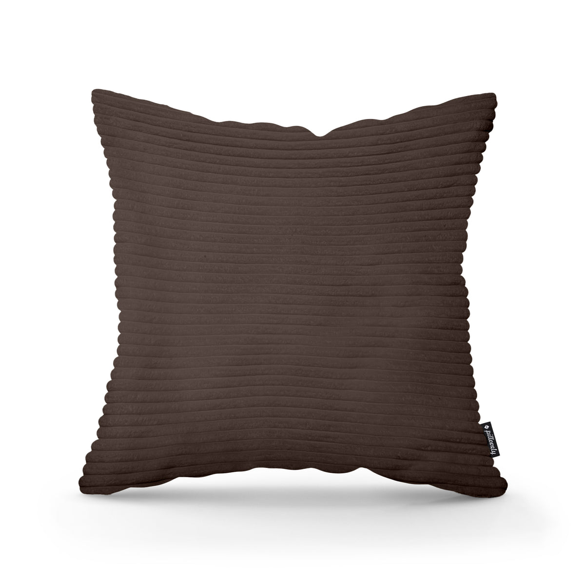 Wide Corduroy Decorative Cushion 45x45 cm, Scandinavian and Boho Style – Dark Walnut (POSO 06)