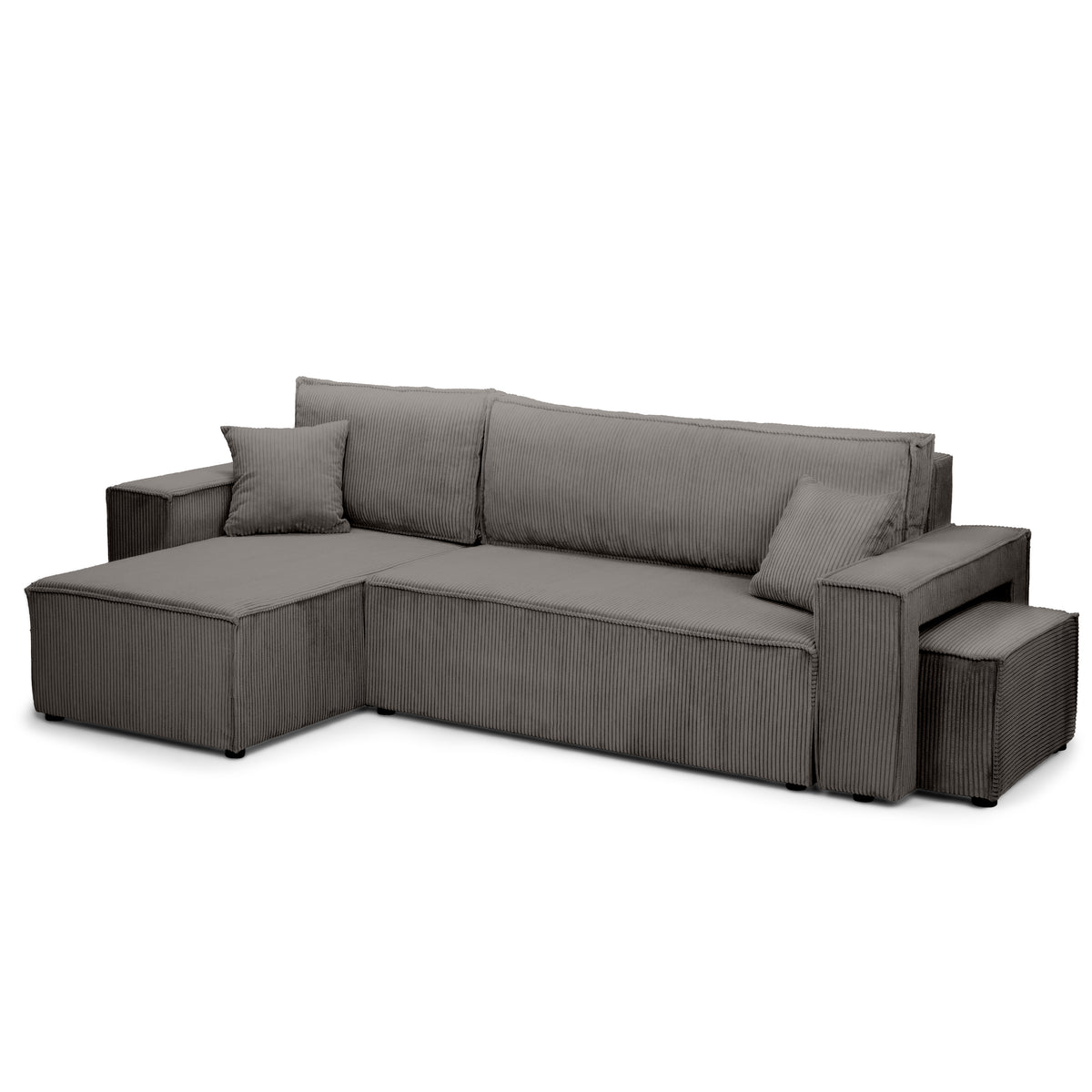 Klara Reversible Corner Sofa Bed with Pouffe – Brown Graphite corduroy (POSO 120)