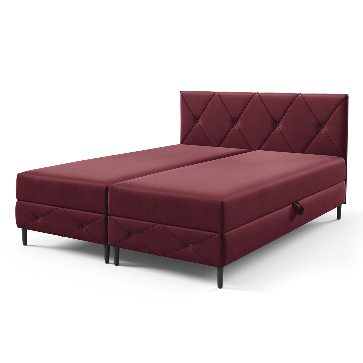 Wianec Continental Divan Bed with Storage, Classic Style – Burgundy Wine (ROUGE 07), 200