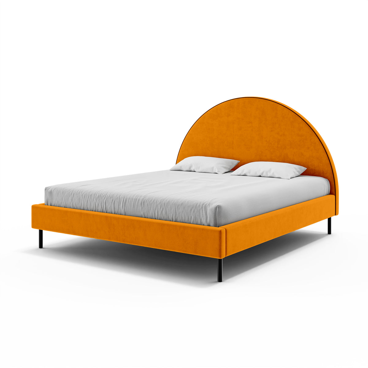Łóżko tapicerowane Zora z półokrągłym zagłówkiem i pojemnikiem w stylu soft modern w tkaninie SALVADOR – zdjęcie 20