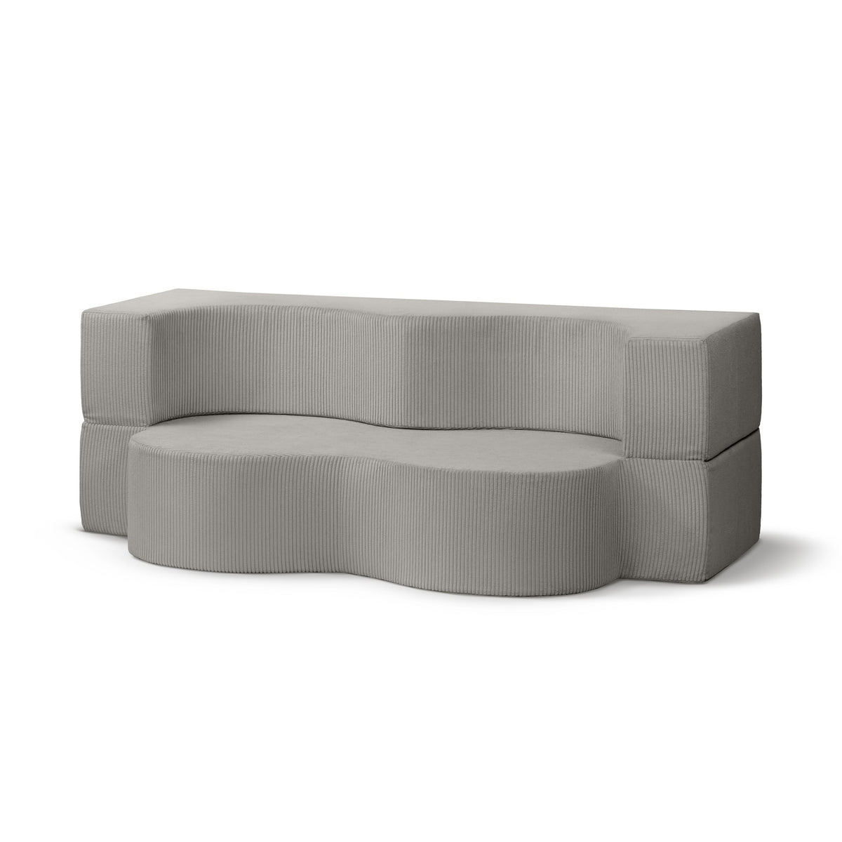 Sofa piankowa wolnostojąca 200 cm z funkcją spania w stylu japandi | Kamelia Popielata Biel (POSO 110)
