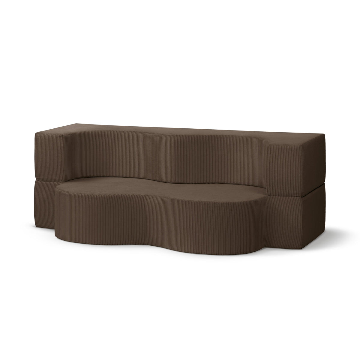 Sofa piankowa wolnostojąca 200 cm z funkcją spania w stylu japandi | Kamelia Ciemny Orzech (POSO 06)