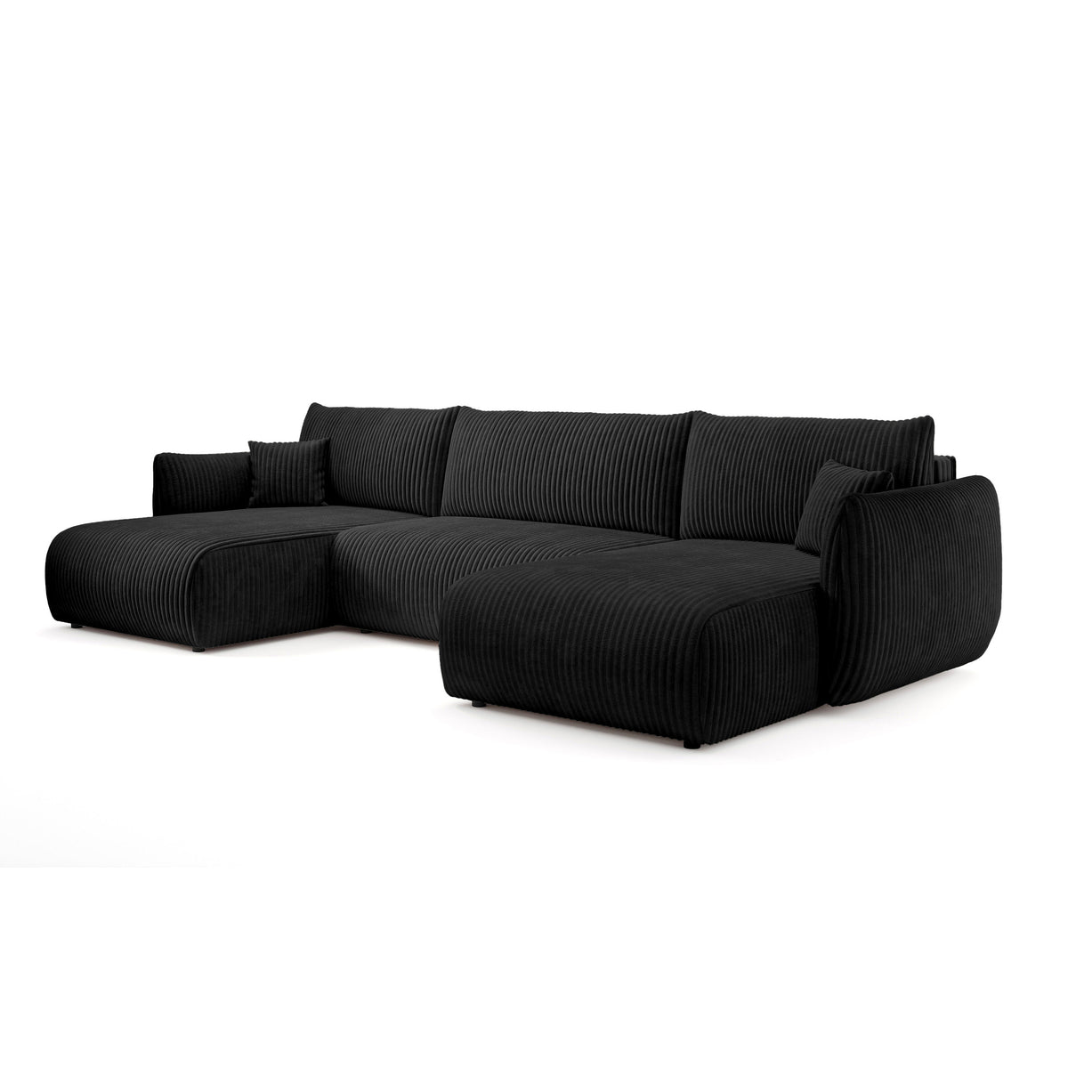 Narożnik U z funkcją spania o powierzchni 145x302 w stylu vintage | ALLORO Węglowy Aksamit (TILIA 100)