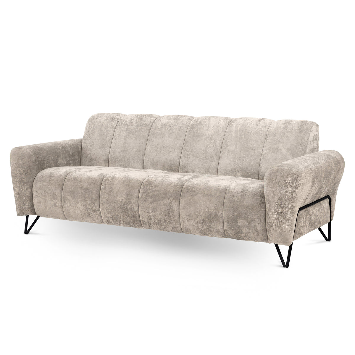 Nellia 3 Seater Sofa for Living Room, Modern Style, Vega Fabric – Vanilla Fluff (VEGA 02)
