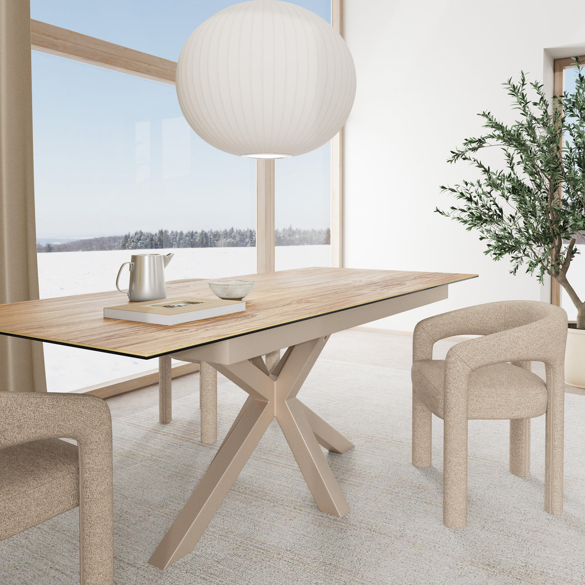 Lorrins Classic Extendable Dining Table, Loft Style – in a room setting