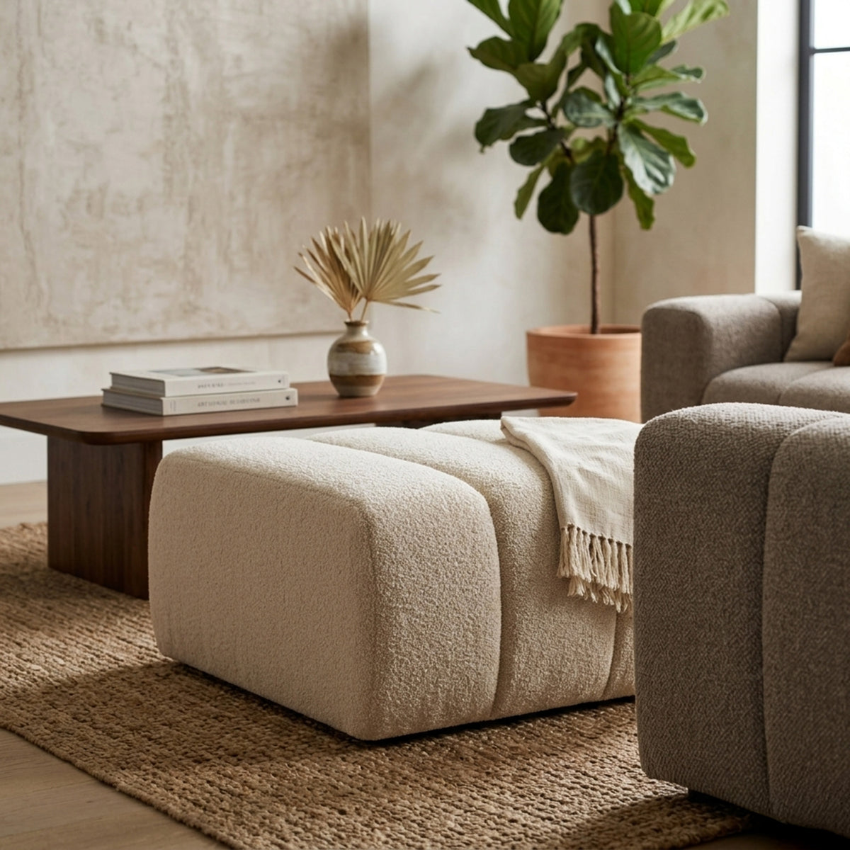Baloa Relaxation Pouffe 82x41 cm, Organic Modern Style – in a room setting