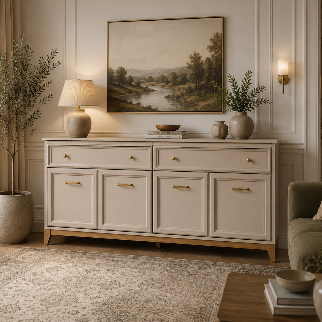 Serena Sideboard 179x100 with Fluted Fronts, Modern Classic Style – in a room setting
