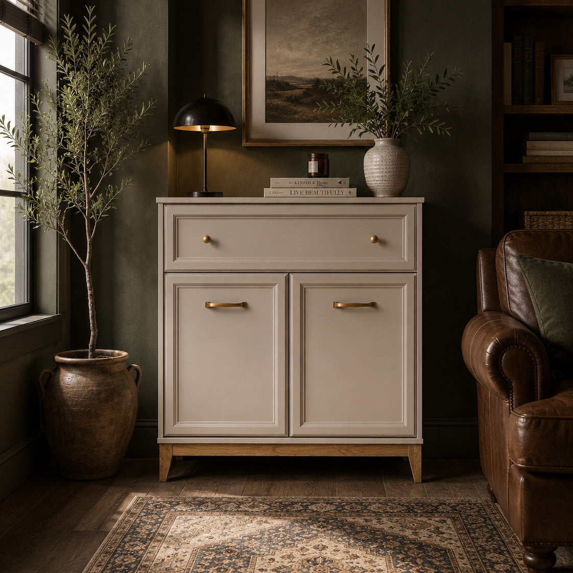 Serena Sideboard 92x126 with Shelf and Drawer, Modern Classic Style – in a room setting