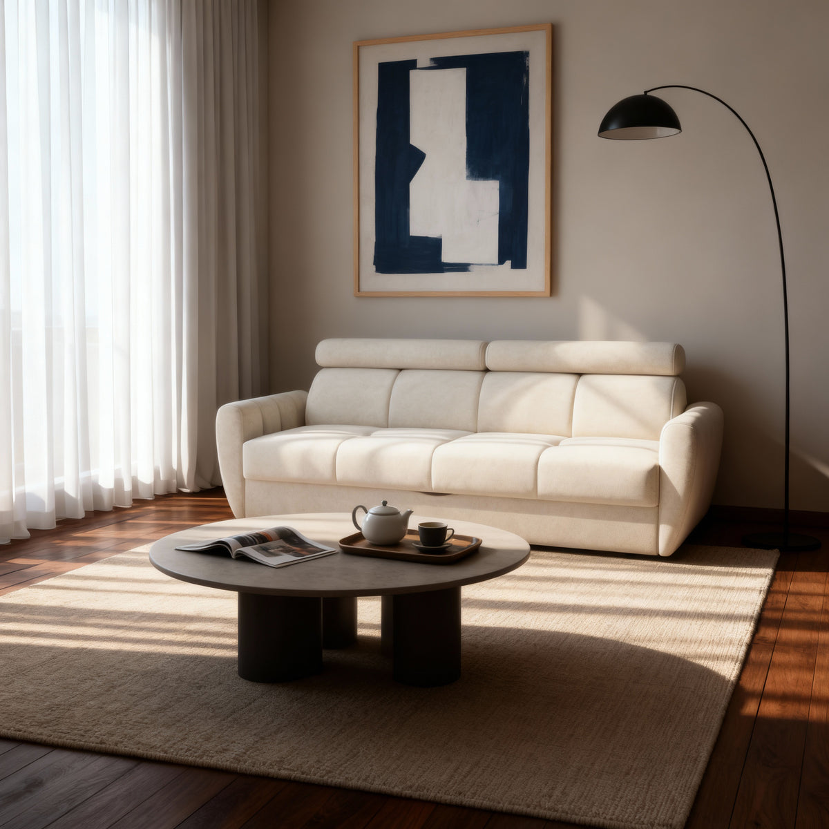 Franec 3 Seater Sofa Bed 227 cm, Minimalist Style – in a room setting