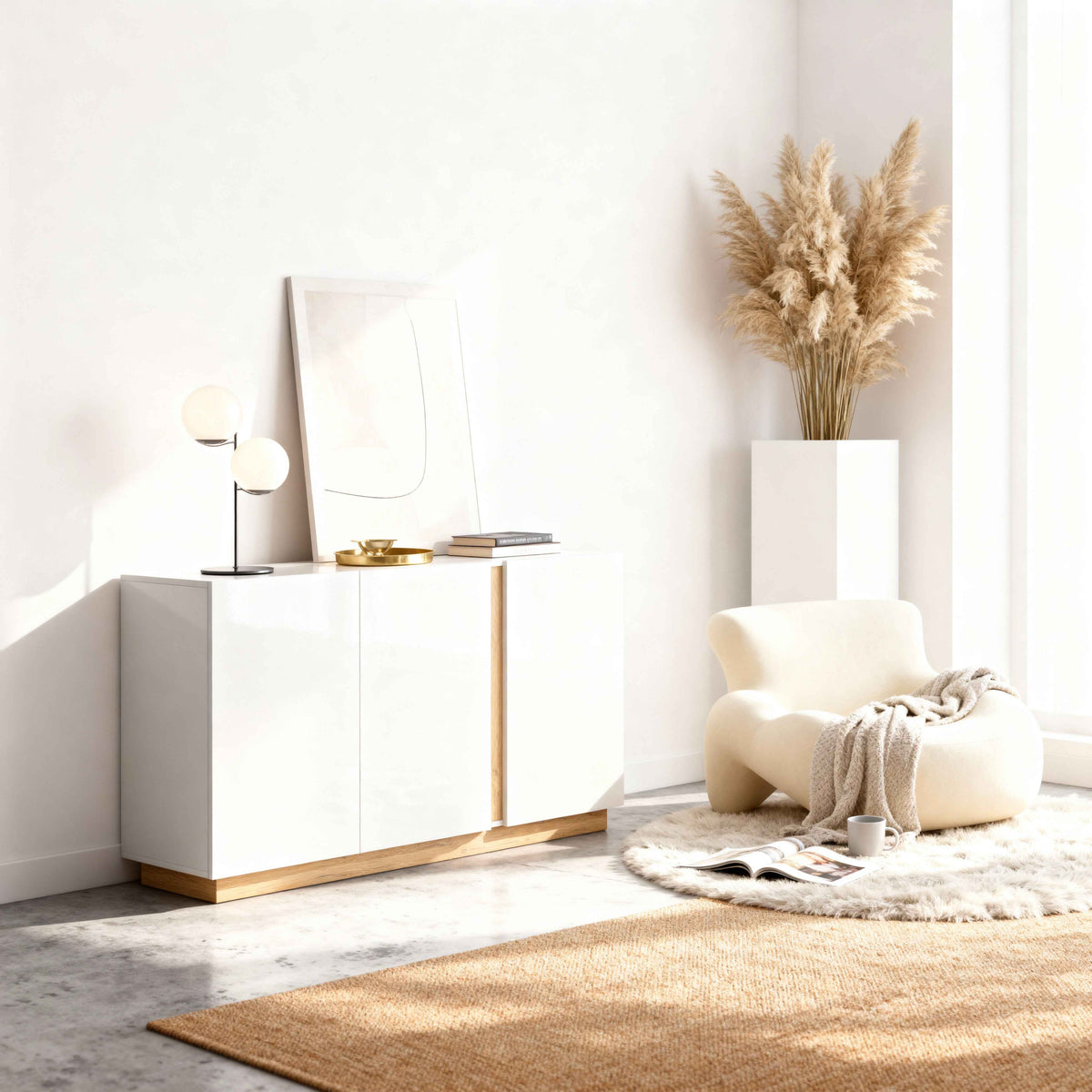 Armelia Sideboard with Doors 138x91, Modern Style – in a room setting