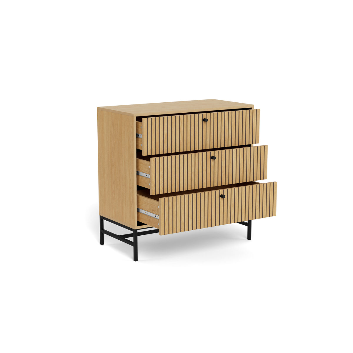 Commode Bambouz 81 x 81 avec trois tiroirs coulissants – une commode compacte à tiroirs