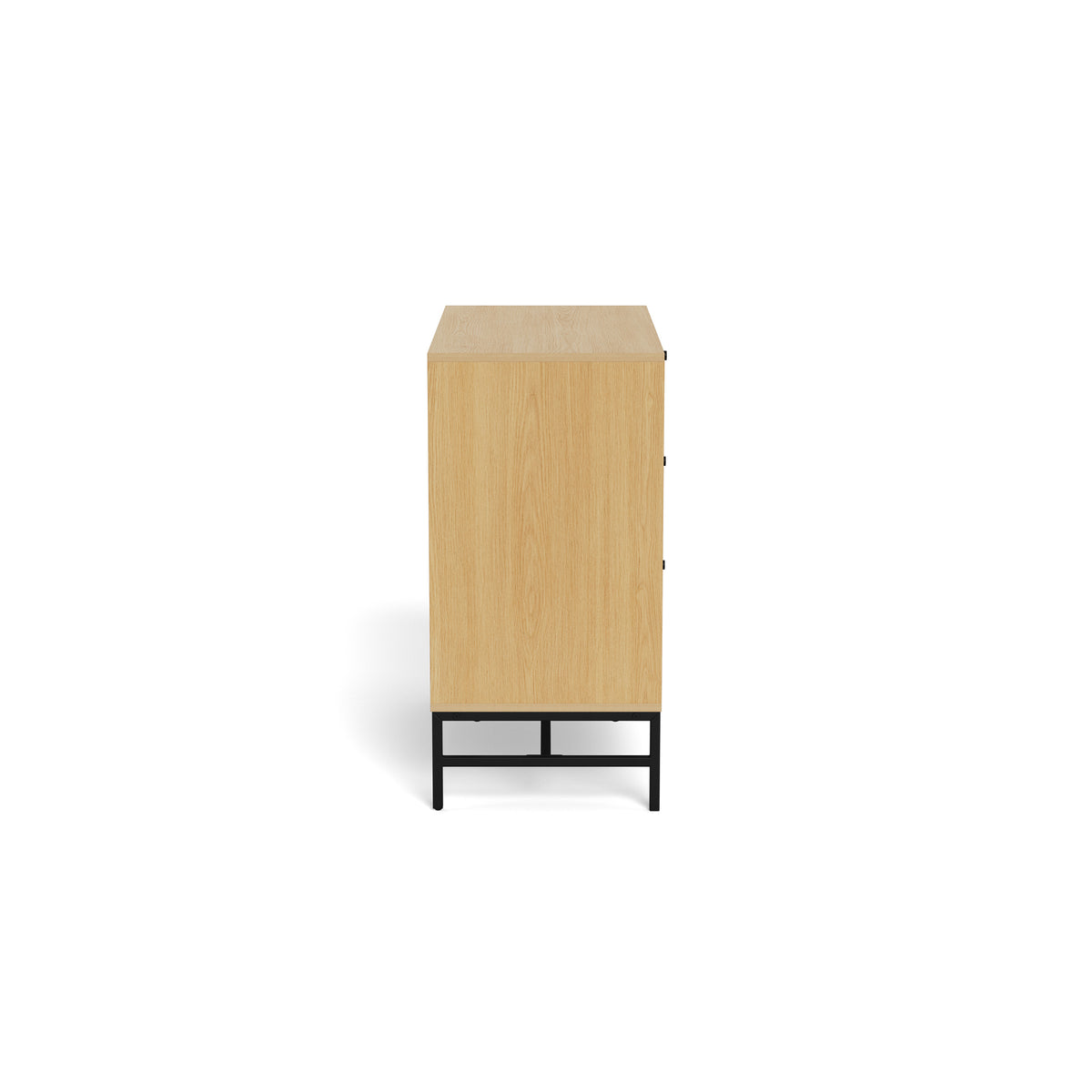 Commode Bambouz 81 x 81 – vue de profil du corps couleur chêne et du piètement noir avec raccord