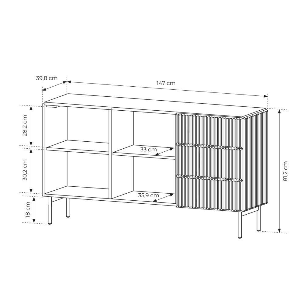 Komoda MuzZI z drzwiami i szufladami 147x81 w stylu nowoczesnym – zdjęcie 6