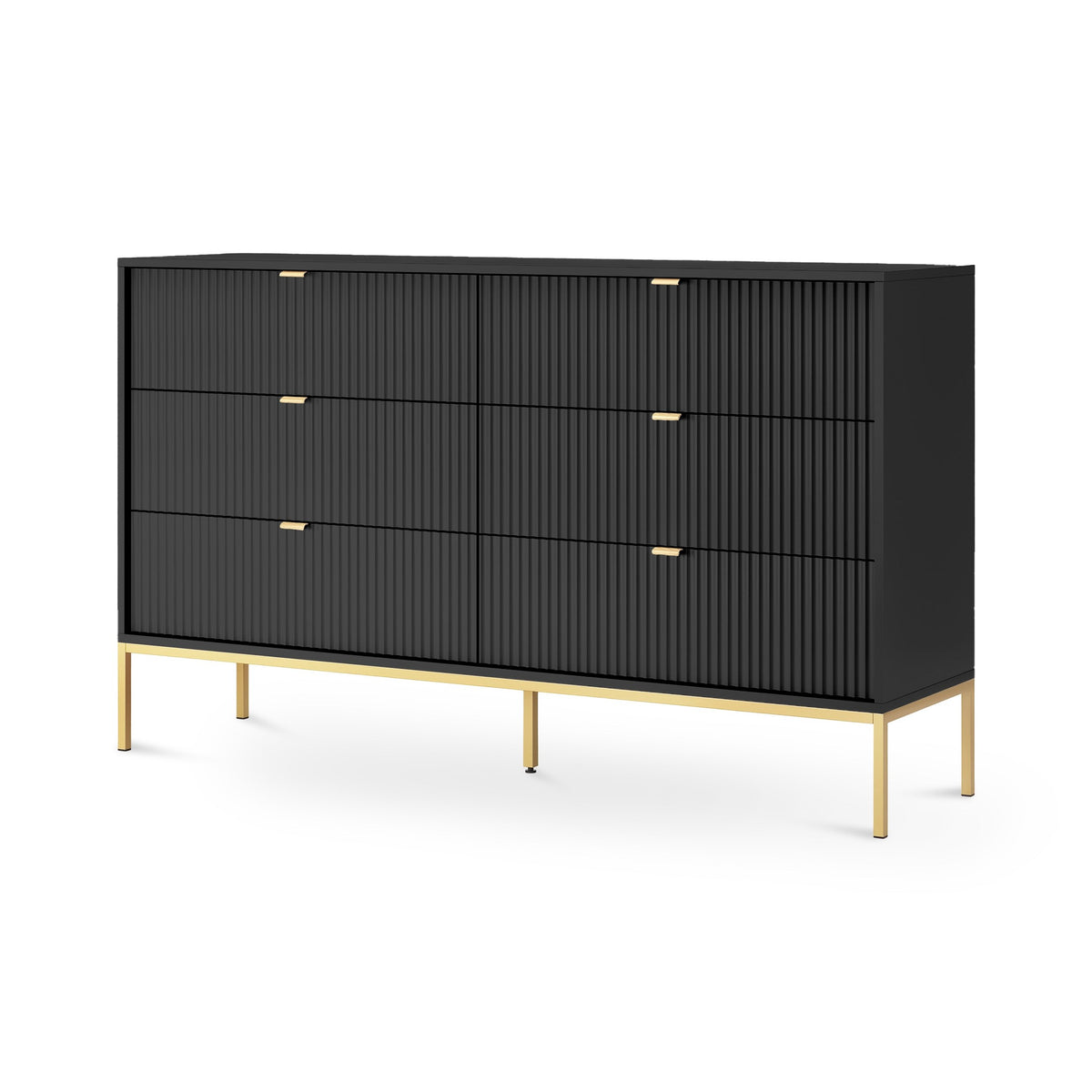 Roza Chest of Drawers 154x91, Glamour Style – Black, Gold