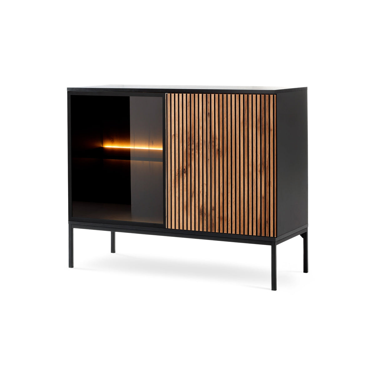 Lampy Sideboard with Doors 104x83, Loft Style – Black