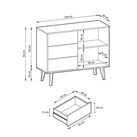 Komoda Las z szufladami i drzwiami 104x83 w stylu industrialnym – zdjęcie 6