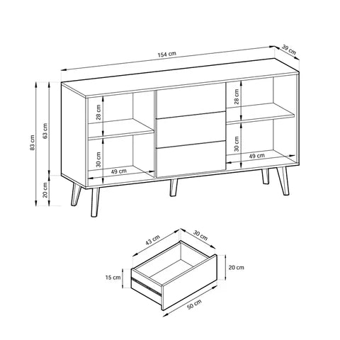 Komoda Las 154x83 z szufladami i drzwiami w stylu loft – zdjęcie 5