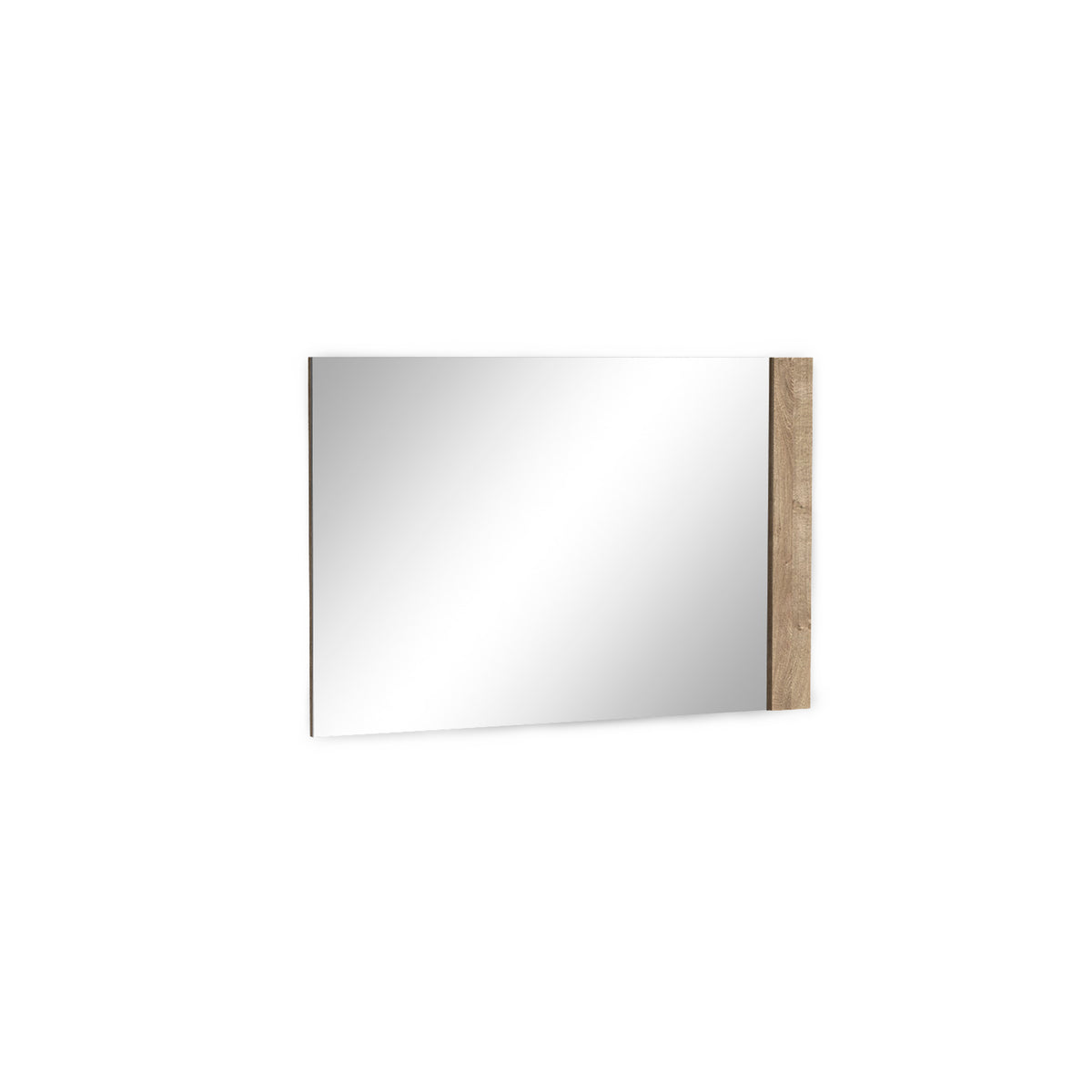 Miroir Korin 120x80 coloris chêne – miroir mural rectangulaire avec bande de panneau sur le bord