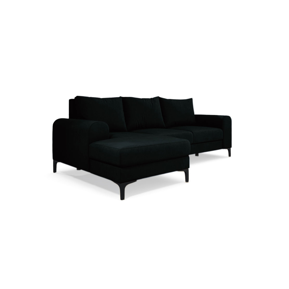 Canapé d'angle Arpelo 245x145 angle gauche Noir Encre (MANILA 18) pieds noirs – canapé d'angle pour le salon