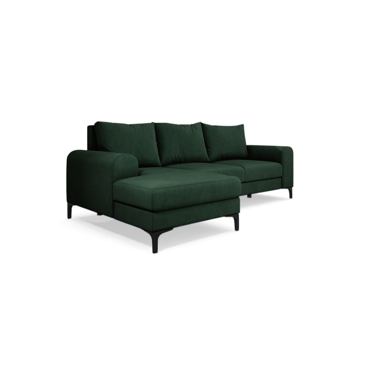 Canapé d'angle Arpelo 245x145 angle gauche Mousse Forestière (MANILA 35) pieds noirs – canapé d'angle moderne style bohème