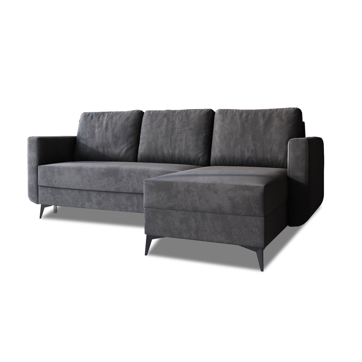 Canapé d'angle Forra 235 cm Gris Graphite (MANILA 19), version droite, sur pieds hauts noirs