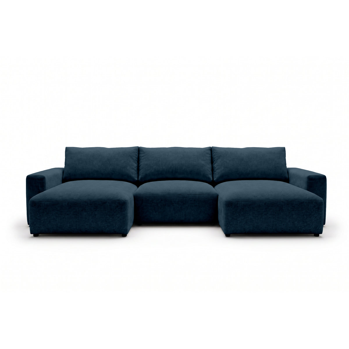 Canapé d'angle modulable U Iskeli 361 cm Granit Encre (ARAGON 74), vue de face – canapé d'angle avec deux ottomanes en tissu Aragon