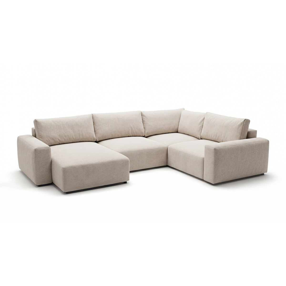 Canapé d'angle modulable UL Iskeli Plus 341 cm Taupe Crème (ARAGON 03), version gauche, vue de trois quarts – grand canapé d'angle convertible
