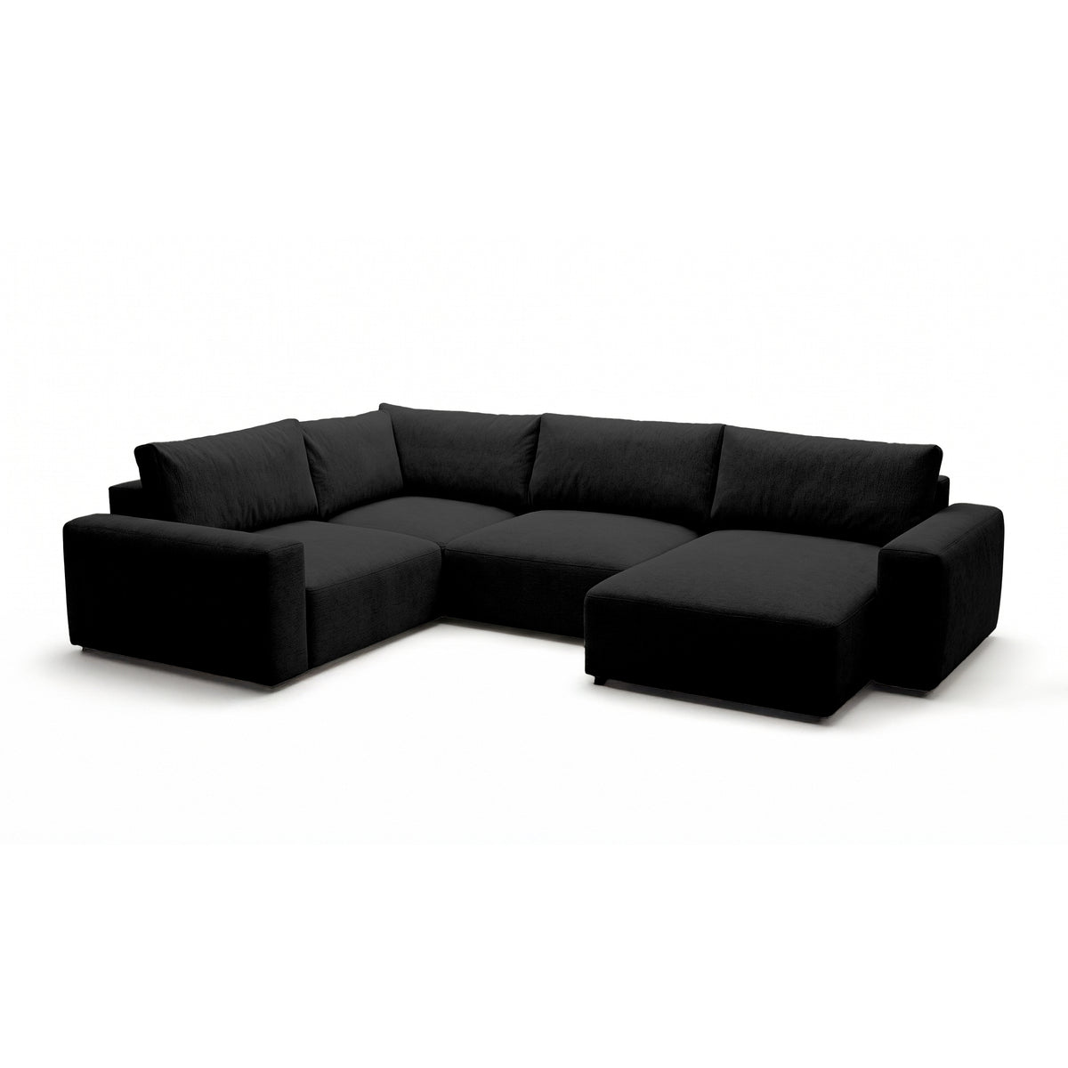 Canapé d’angle modulable UL Iskeli Plus 341 cm Profondeur corbeau (ARAGON 99) droite de biais – grand canapé en tissu Aragon