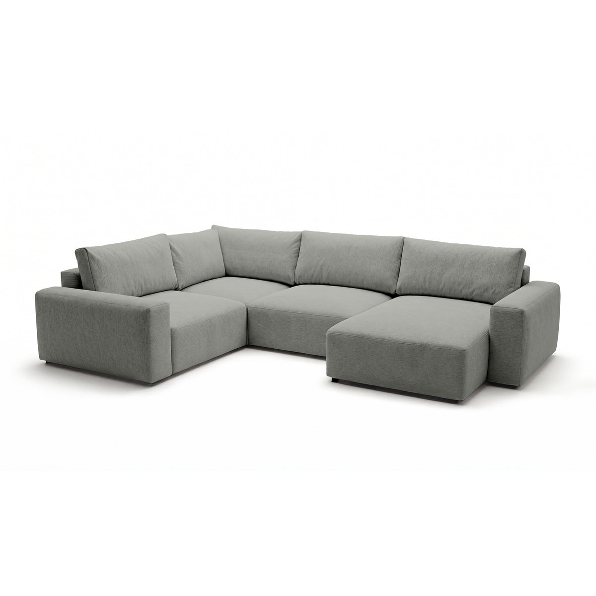 Canapé d’angle modulable UL Iskeli Plus 341 cm Gris acier (ARAGON 83) droite de biais – grand canapé en tissu Aragon