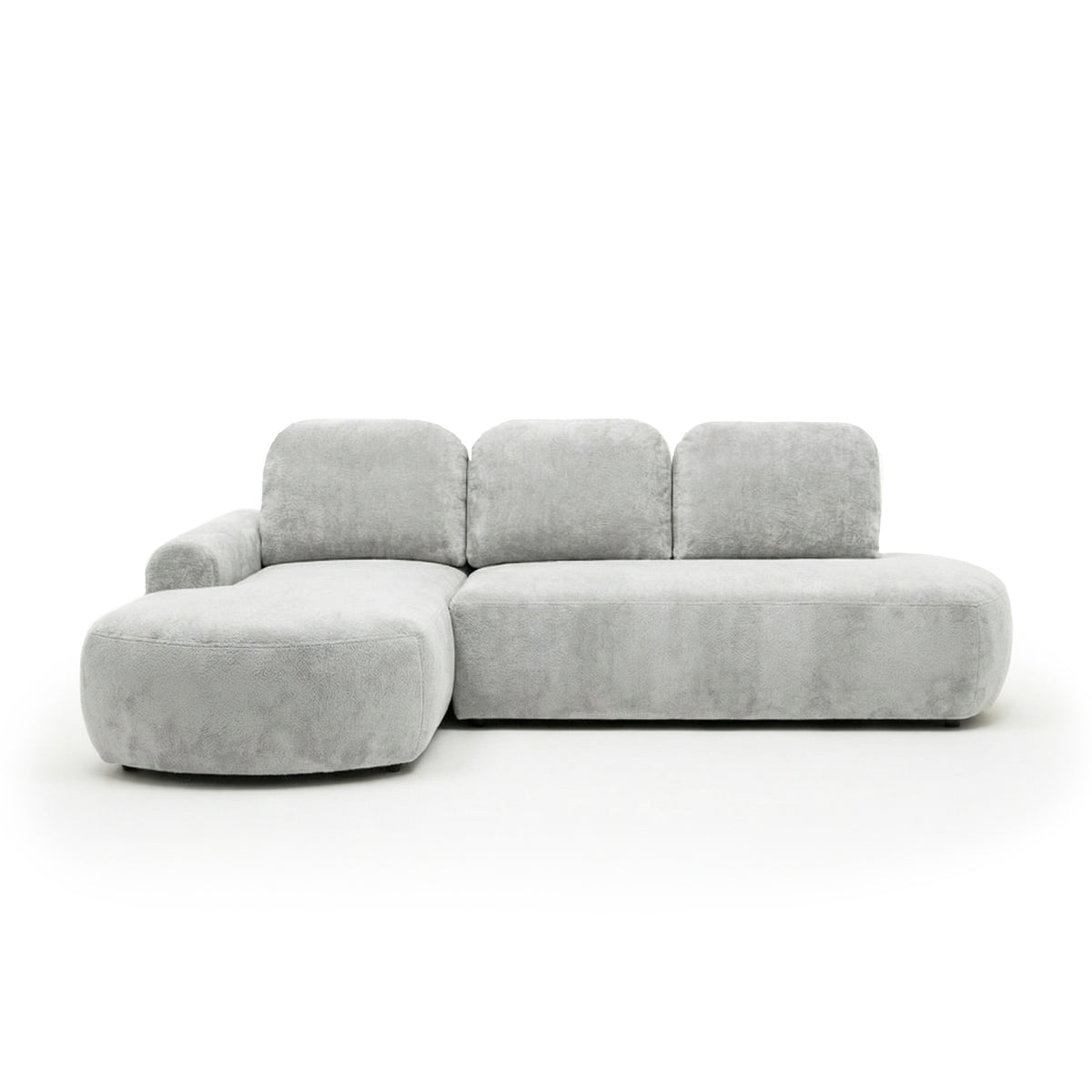 Canapé d'angle Moluni 263 cm Gris Perlé (BELLINI 01), version gauche – canapé d'angle avec coffre de rangement pour la literie