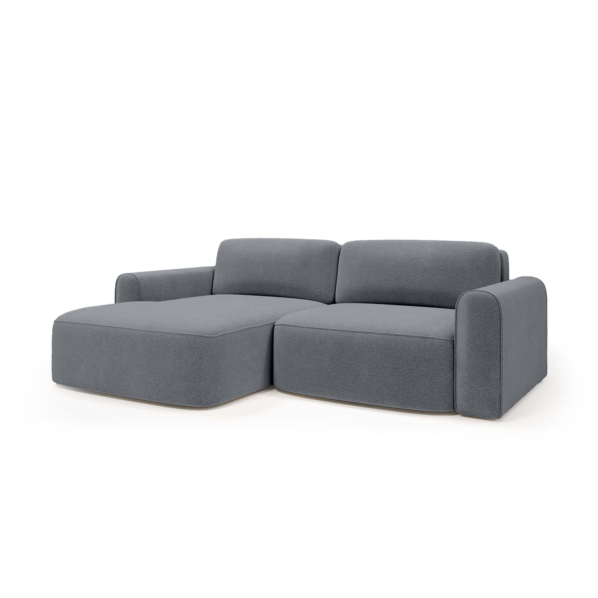 Canapé d’angle Saniri côté gauche coloris Bleu-Gris Mat (CASTEL 91) – canapé d’angle rembourré