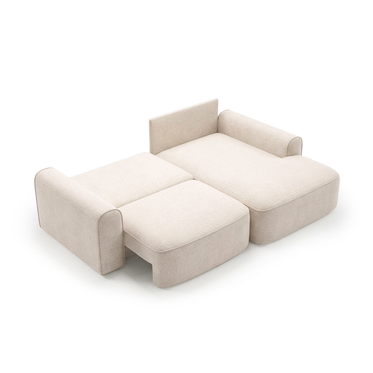 Canapé d’angle Saniri côté droit – couchage déplié, canapé d’angle convertible à mécanisme automatique