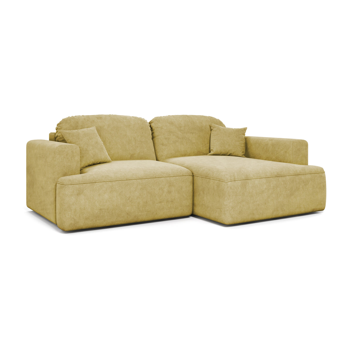 Canapé d'angle Senvali 240 cm Sépia Dorée (CLOUD 32), version droite – chaise longue à droite, vue de trois quarts
