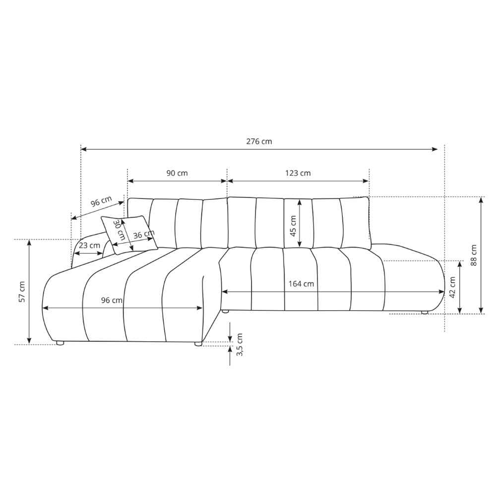 Baloa Corner Sofa Bed DL 276 cm, Modern Style