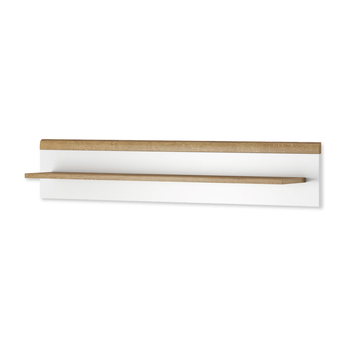 Lato Wall Shelf 107x20 cm, Scandinavian Style – Riviera Oak and White, Minimalist Form – main photo | Pillovely
