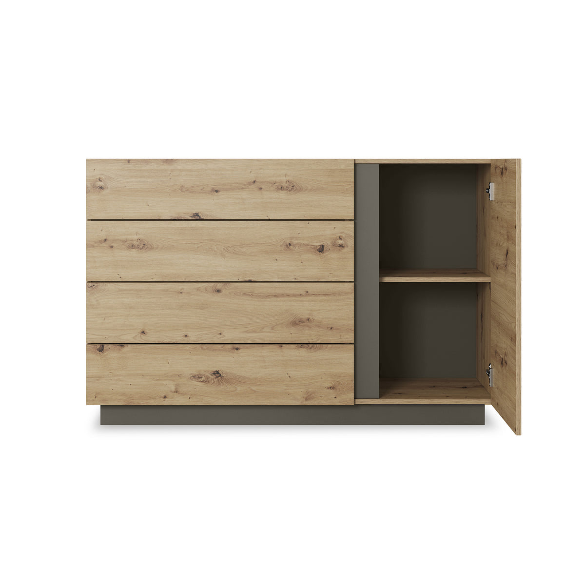 Komoda Armelia 138x91 w stylu minimalistycznym – z otwartymi frontami
