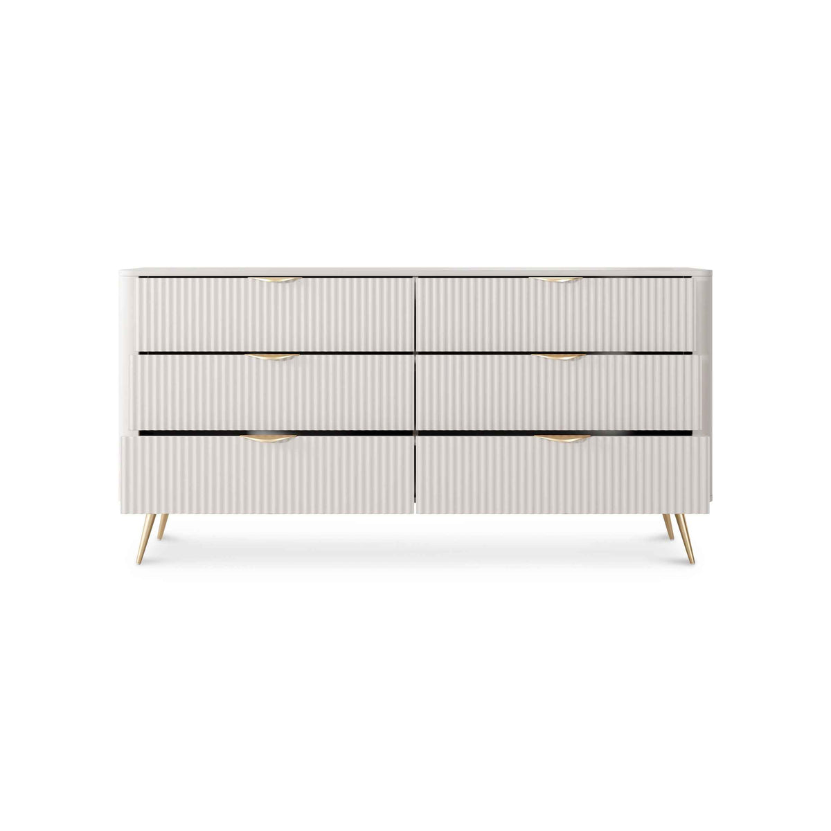 Komoda Laanti 163x81 z 6 szufladami w stylu eleganckim – z otwartymi frontami